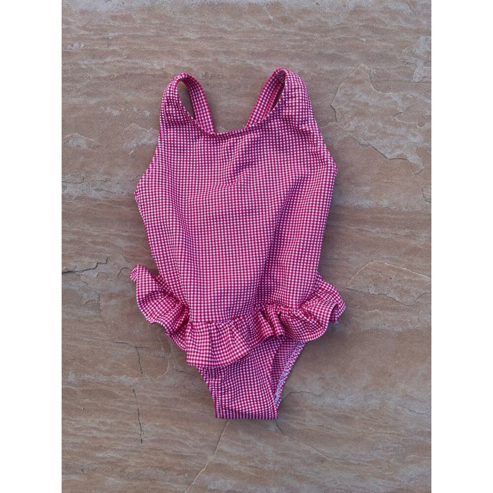 Boutchou 12m Red Plaid One Piece Girl's toddler Swimsuit